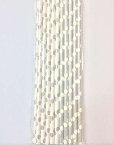 Paper Straws - Silver Dotty - Click Image to Close